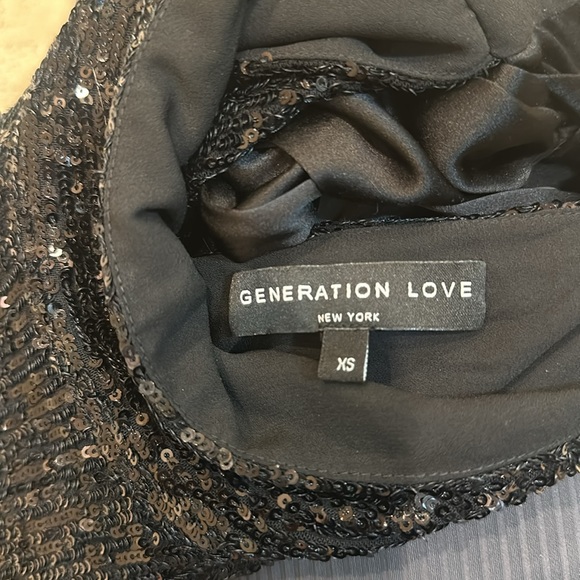 Generation Love sequined black evening top with black silk ribbon ties in back - Picture 5 of 5